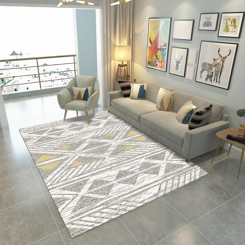 Nordic Geometric Color Block Rug Multicolor Polypropylene Carpet Pet Friendly Stain Resistant Non-Slip Rug for Sitting Room