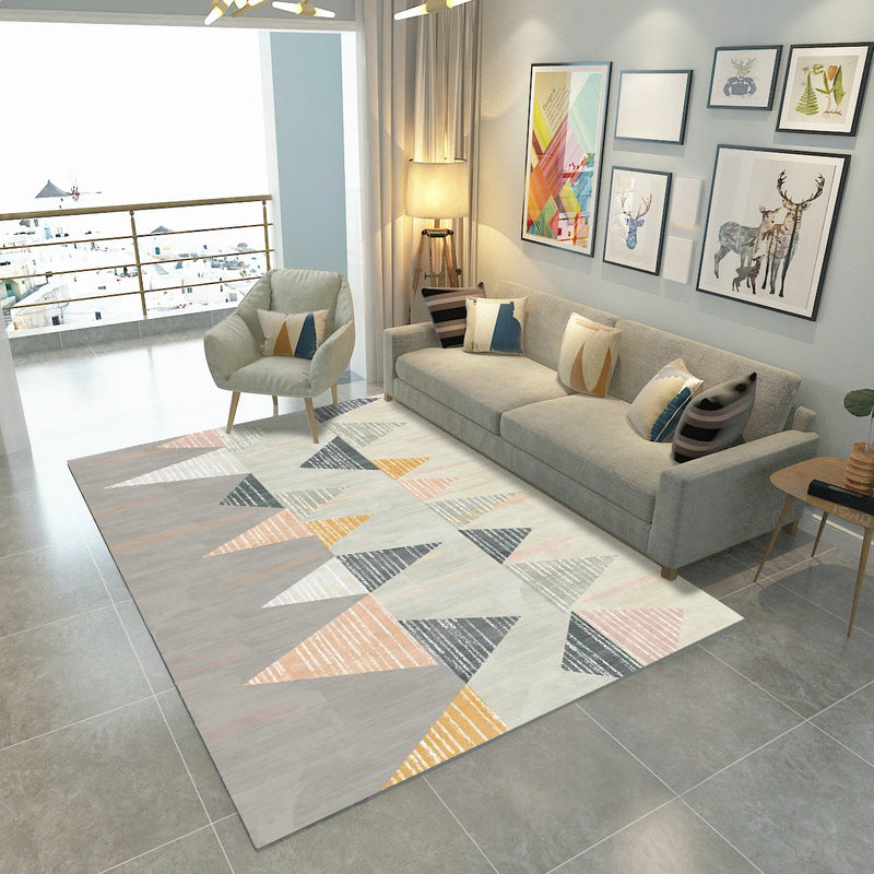 Nordic Geometric Color Block Rug Multicolor Polypropylene Carpet Pet Friendly Stain Resistant Non-Slip Rug for Sitting Room