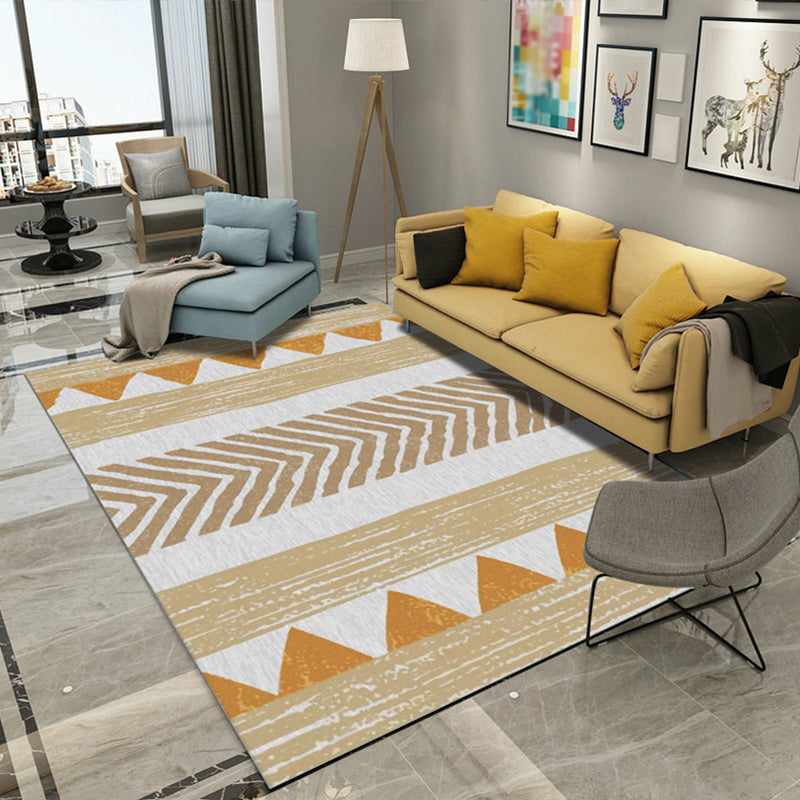Multicolor Home Decoration Rug Scandinavian Geometric Carpet Polyester Washable Anti-Slip Backing Stain Resistant Rug