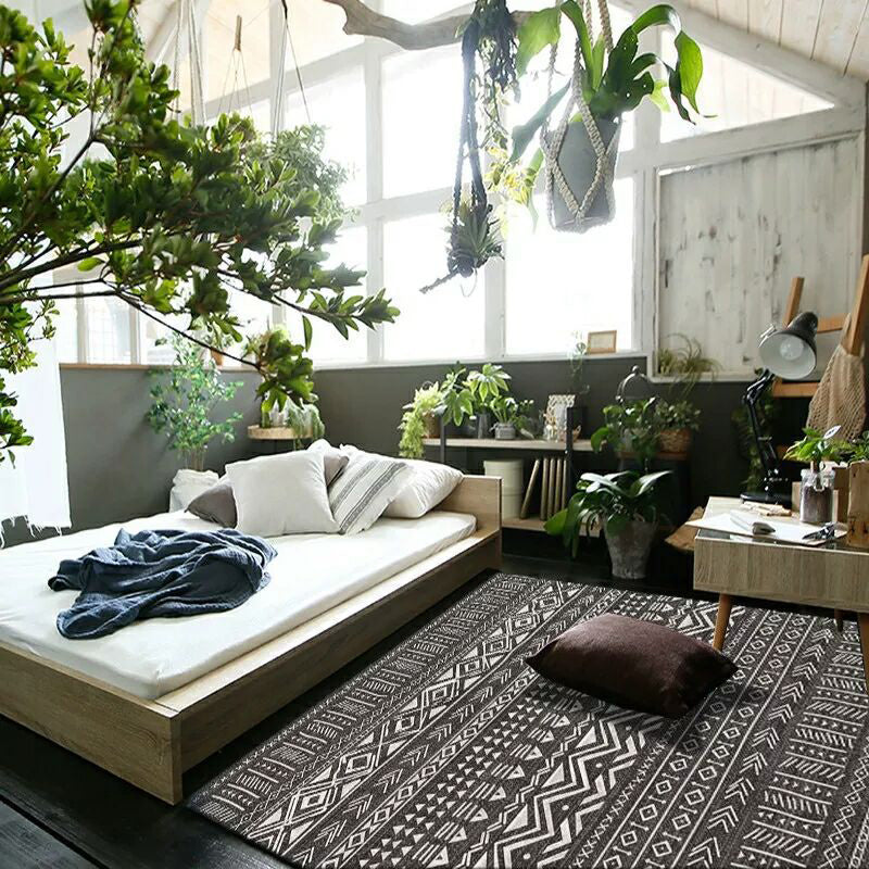 Fashion Multi Color Geometric Rug Synthetics Nordic Area Carpet Pet Friendly Non-Slip Backing Machine Washable Rug for Lounge