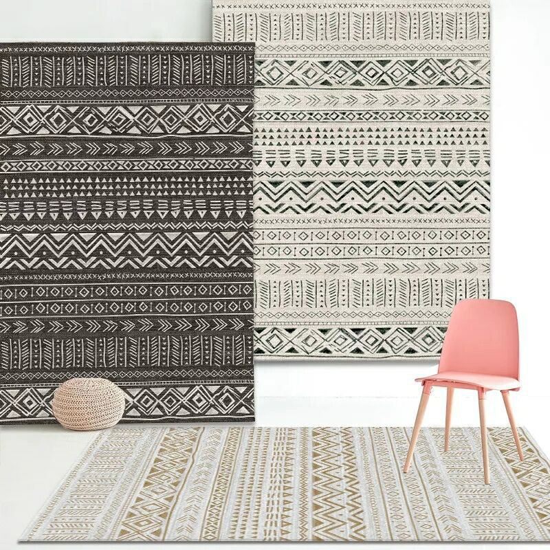 Fashion Multi Color Geometric Rug Synthetics Nordic Area Carpet Pet Friendly Non-Slip Backing Machine Washable Rug for Lounge