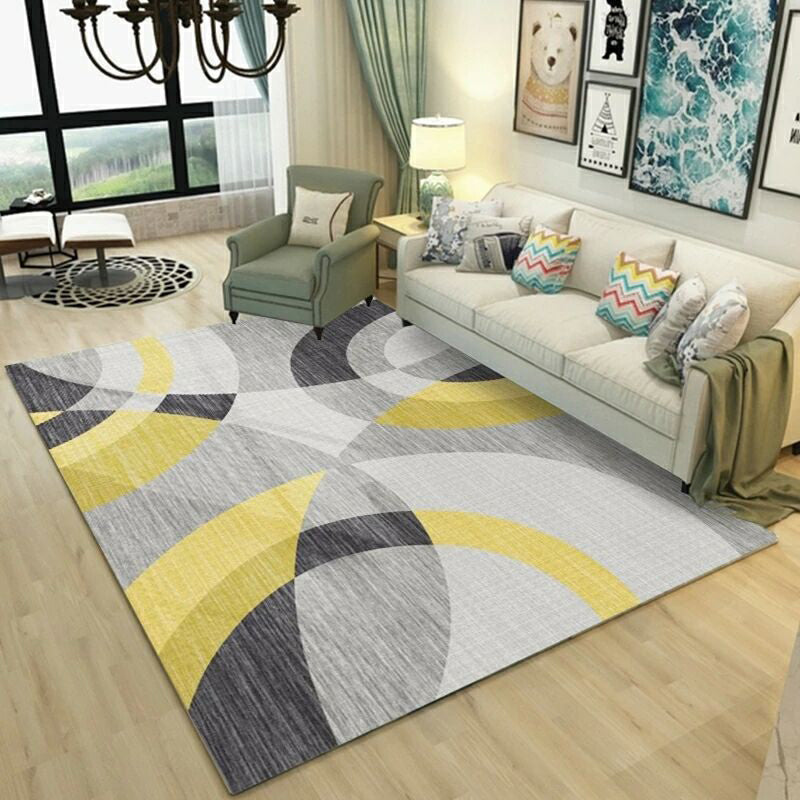 Fashion Multi Color Geometric Rug Synthetics Nordic Area Carpet Pet Friendly Non-Slip Backing Machine Washable Rug for Lounge
