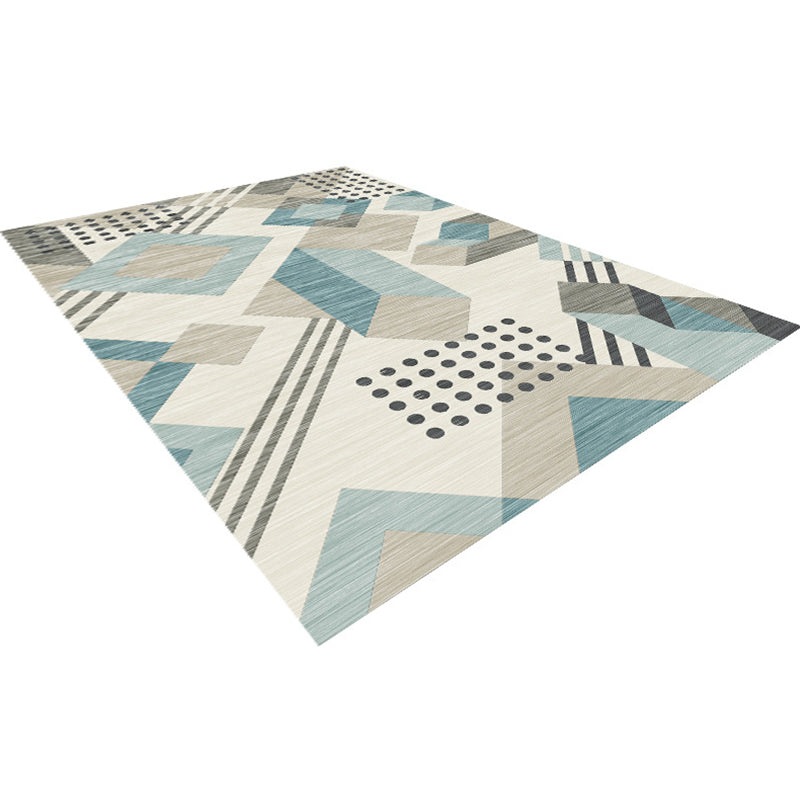 Minimalist 3D Printing Geometry Rug Multi-Colored Polypropylene Rug Machine Washable Non-Slip Stain Resistant Area Rug for Home