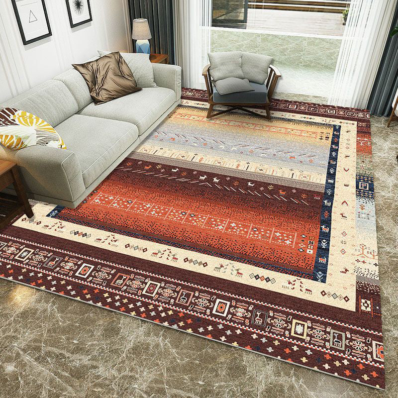 Minimalist 3D Printing Geometry Rug Multi-Colored Polypropylene Rug Machine Washable Non-Slip Stain Resistant Area Rug for Home