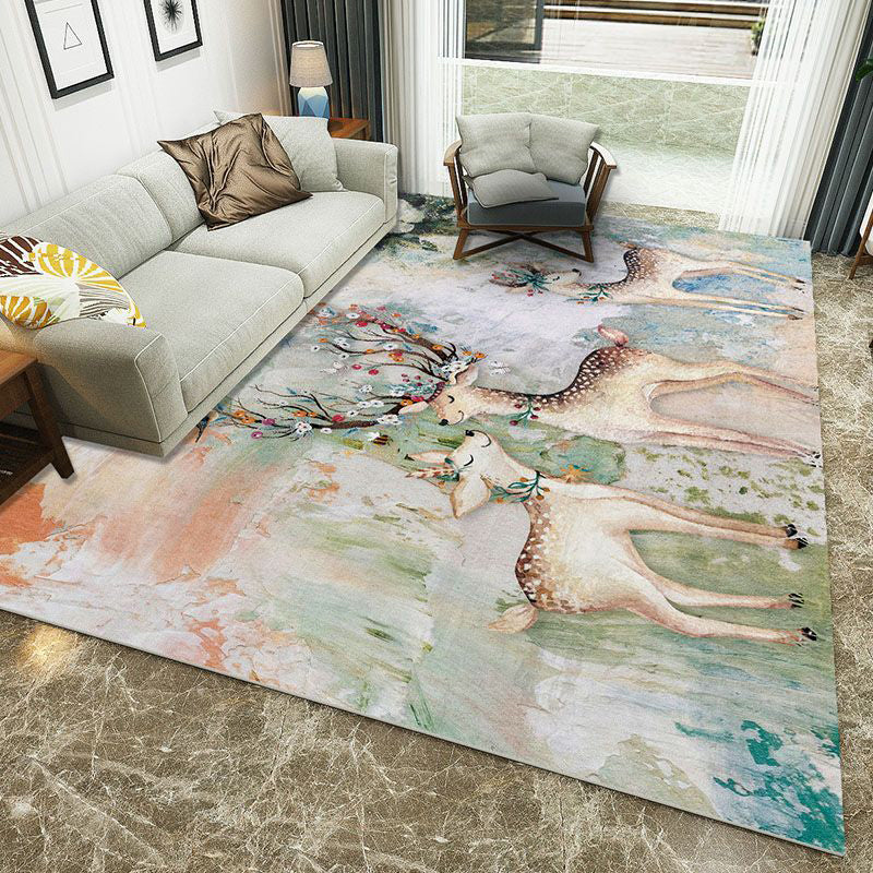 Minimalist 3D Printing Geometry Rug Multi-Colored Polypropylene Rug Machine Washable Non-Slip Stain Resistant Area Rug for Home