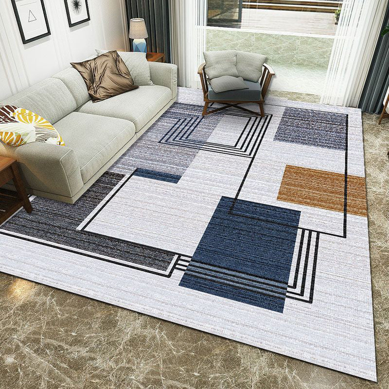 Minimalist 3D Printing Geometry Rug Multi-Colored Polypropylene Rug Machine Washable Non-Slip Stain Resistant Area Rug for Home