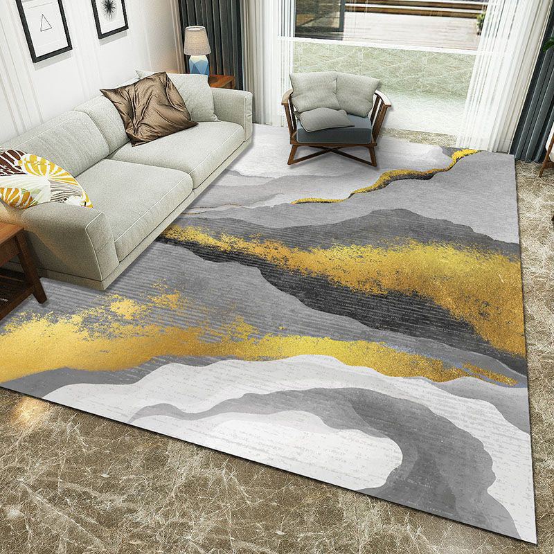 Minimalist 3D Printing Geometry Rug Multi-Colored Polypropylene Rug Machine Washable Non-Slip Stain Resistant Area Rug for Home
