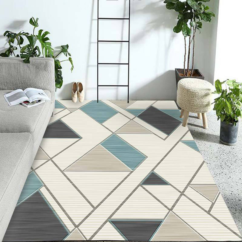 Trendiger, mehrfarbiger, minimalistischer Teppich, synthetischer, geometrischer Farbblock-Teppich, schmutzabweisender, waschbarer, rutschfester Teppich zur Dekoration