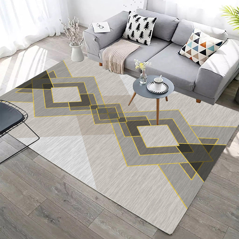 Designer Contemporary Rug Multi Color Geometric Carpet Anti-Slip Backing Machine Washable Stain Resistant Indoor Rug for Room