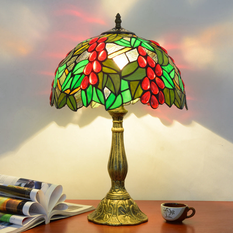 1��Head Table Lamp Decorative Dome Shade Stained Glass Nightstand Light for Living Room