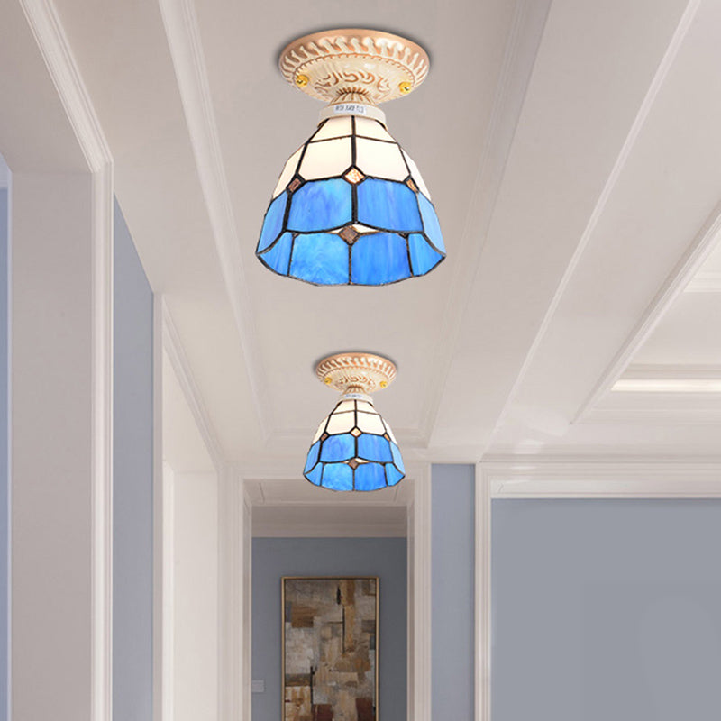 Tiffany Style Bell Shade Semi-Flush-Einbrüche handgefertigte Kunstglasspülendedecke Leuchte