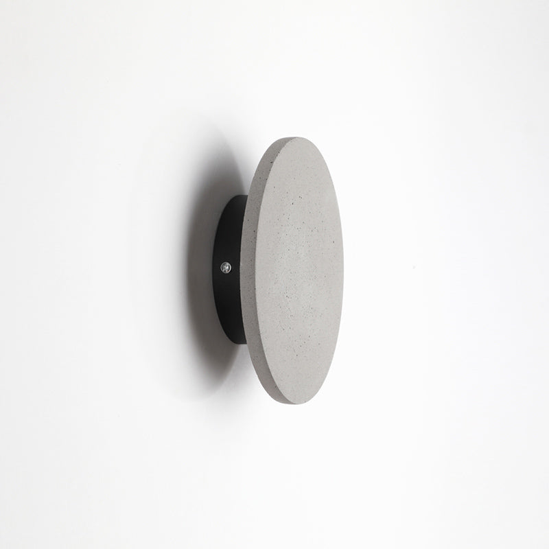 Flat Round Wall Sconce Light Minimalistic Cement Grey LED Wall Mount Light for Bedside