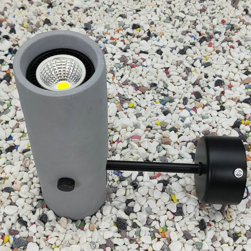 Cement Cylinder Wall Lighting Nordic Style Single-Bulb Grey Rotatable Wall Mounted Spotlight