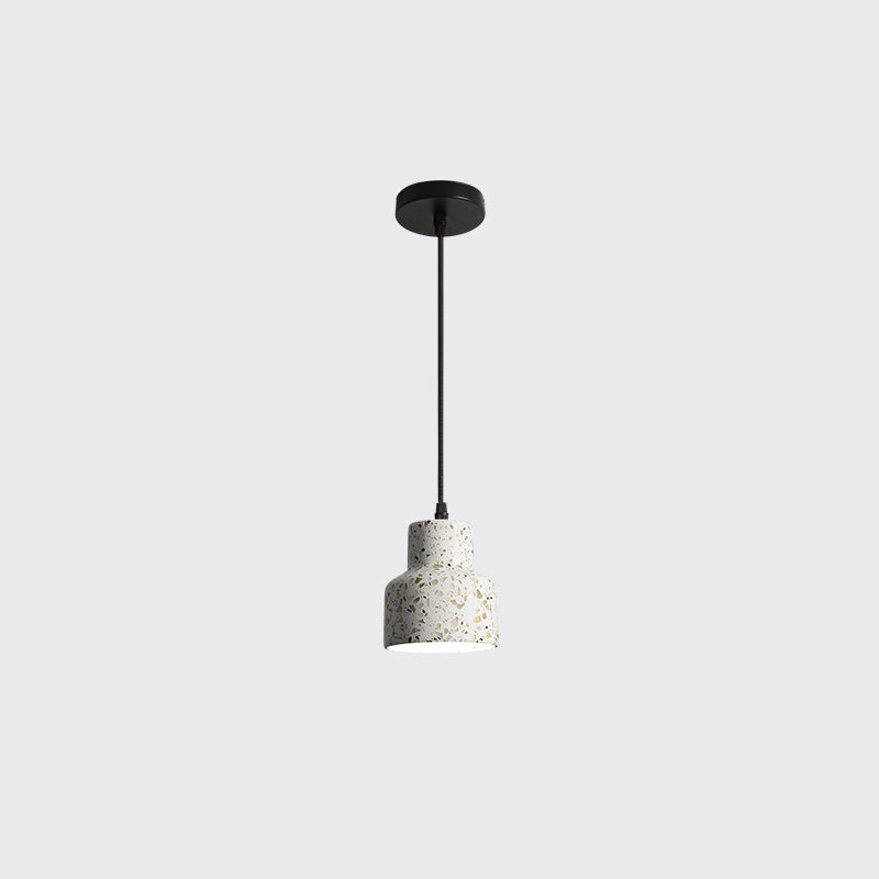Geometrical Suspension Lighting Nordic Style Terrazzo Single-Bulb White Pendant Ceiling Light