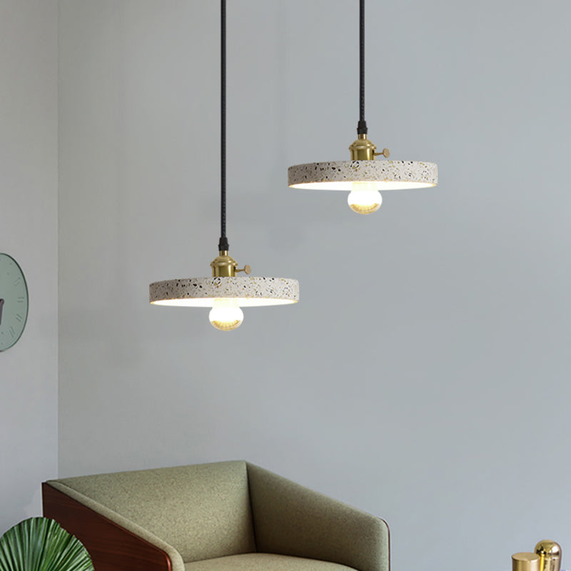 Geometrical Suspension Lighting Nordic Style Terrazzo Single-Bulb White Pendant Ceiling Light