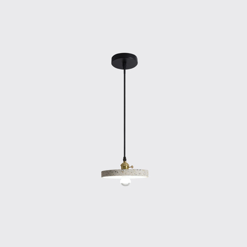 Geometrical Suspension Lighting Nordic Style Terrazzo Single-Bulb White Pendant Ceiling Light