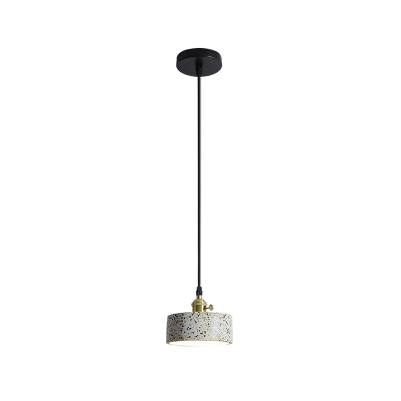Geometrical Suspension Lighting Nordic Style Terrazzo Single-Bulb White Pendant Ceiling Light