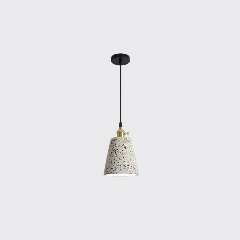 Geometrical Suspension Lighting Nordic Style Terrazzo Single-Bulb White Pendant Ceiling Light