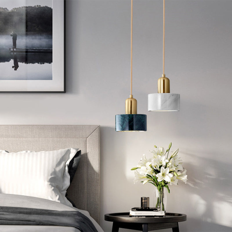 Round Shade Dining Room Pendant Light Marble Simplicity Suspension Lighting Fixture