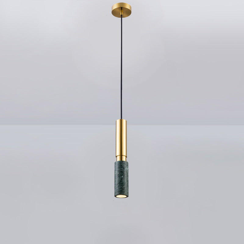 Marble Cylindrical Shade Suspension Light Simplicity Single Pendant Light Fixture