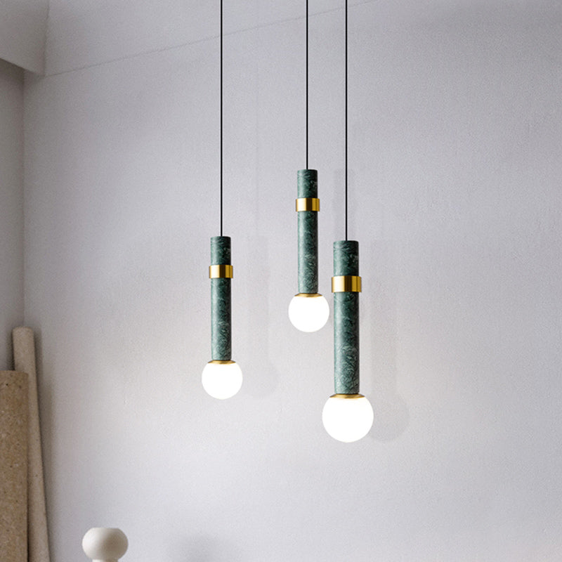 Marble Cylindrical Shade Suspension Light Simplicity Single Pendant Light Fixture