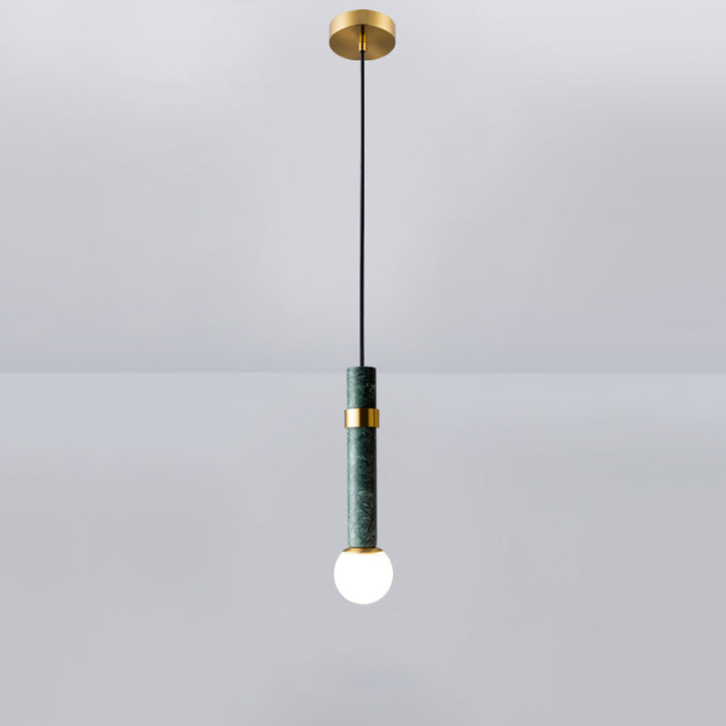 Marble Cylindrical Shade Suspension Light Simplicity Single Pendant Light Fixture