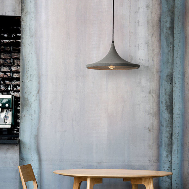 Conical Cement Suspension Lighting Noordse stijl 1 bol Grijze hanger plafondlicht