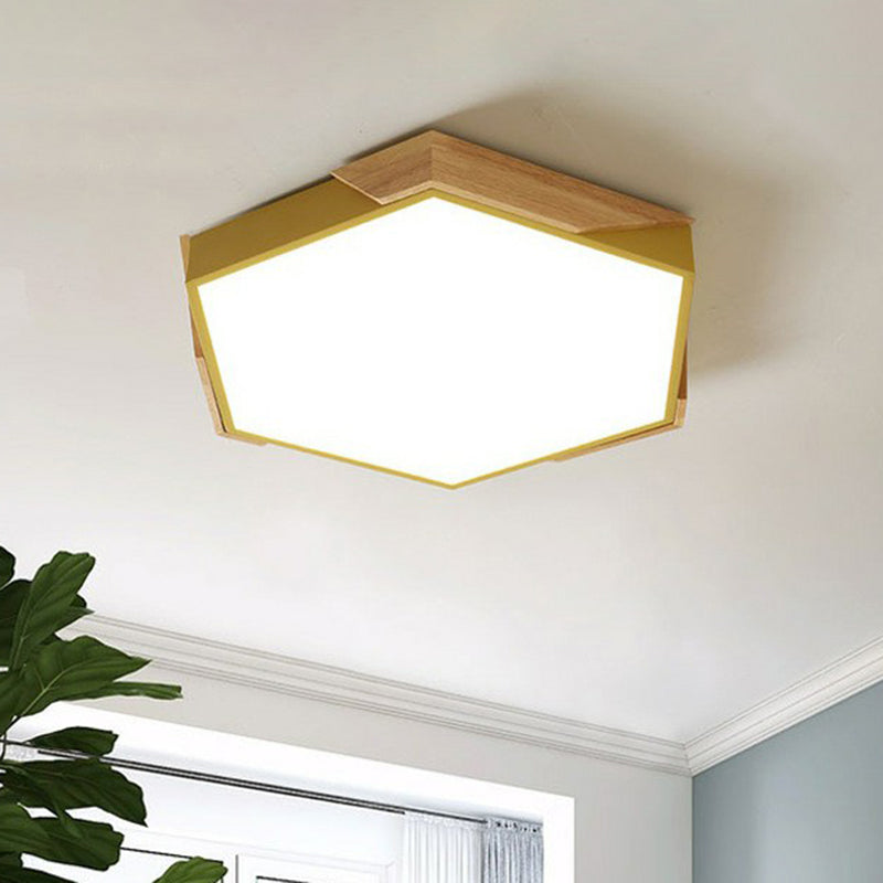 Acrylic Hexagon Shaped LED Flush Mount Lighting Nordic Style Flush Mount Ceiling Light for Bedroom