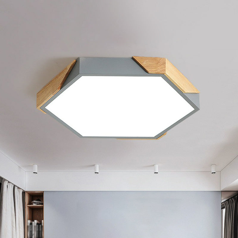 Acrylic Hexagon Shaped LED Flush Mount Lighting Nordic Style Flush Mount Ceiling Light for Bedroom