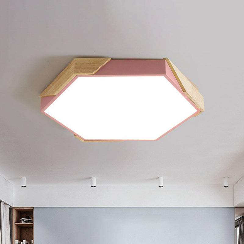 Acrylic Hexagon Shaped LED Flush Mount Lighting Nordic Style Flush Mount Ceiling Light for Bedroom