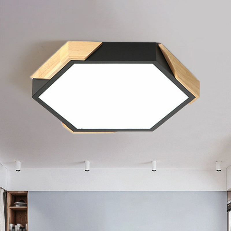 Acrylic Hexagon Shaped LED Flush Mount Lighting Nordic Style Flush Mount Ceiling Light for Bedroom