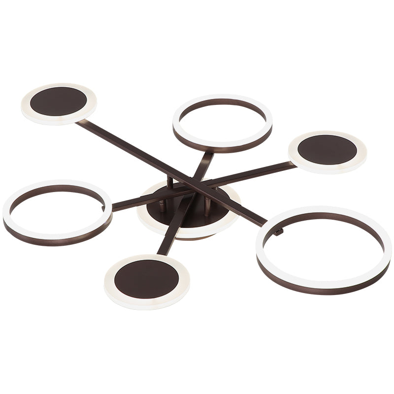 Lampada del soffitto postmoderno a 4/6 luci a filo caffè Sputnik Apparecchiatura a soffitto con tonalità acrilica in luce calda/bianca