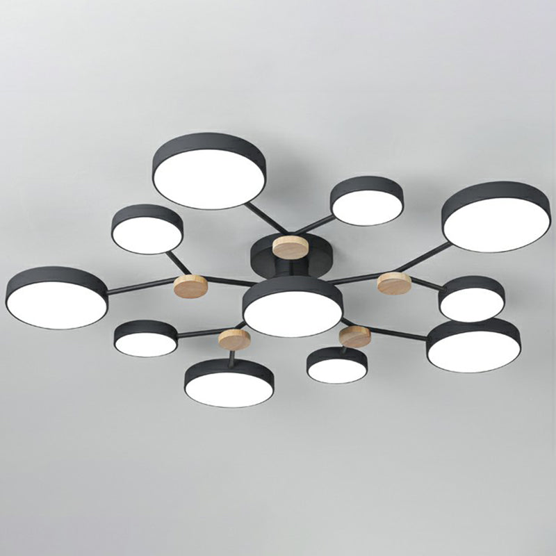 Salon de forme ronde lustre pendentif léger acrylique 11 têtes