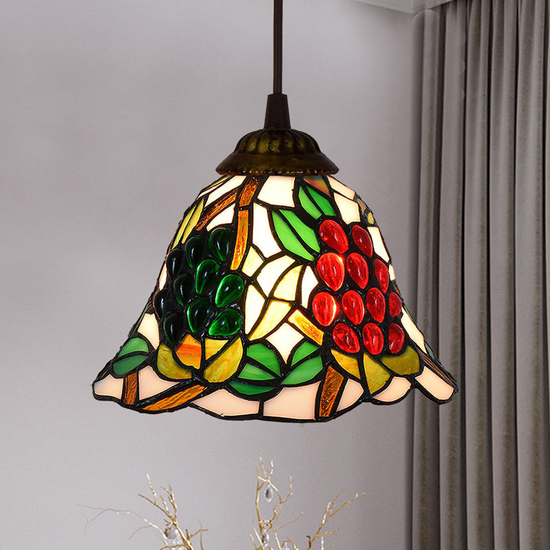 Schattierte Anhänger Licht 1 Glühbirne Buntkunstglas Tiffany Suspension Leuchte für Korridor