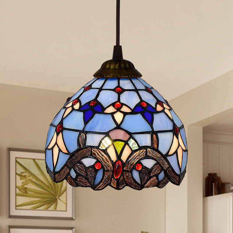 Luz colgante sombreada 1 Bulbo Arte Glass Tiffany Suspension Luz de luz para corredor
