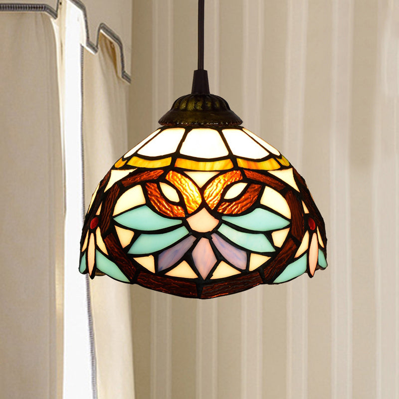Schattierte Anhänger Licht 1 Glühbirne Buntkunstglas Tiffany Suspension Leuchte für Korridor