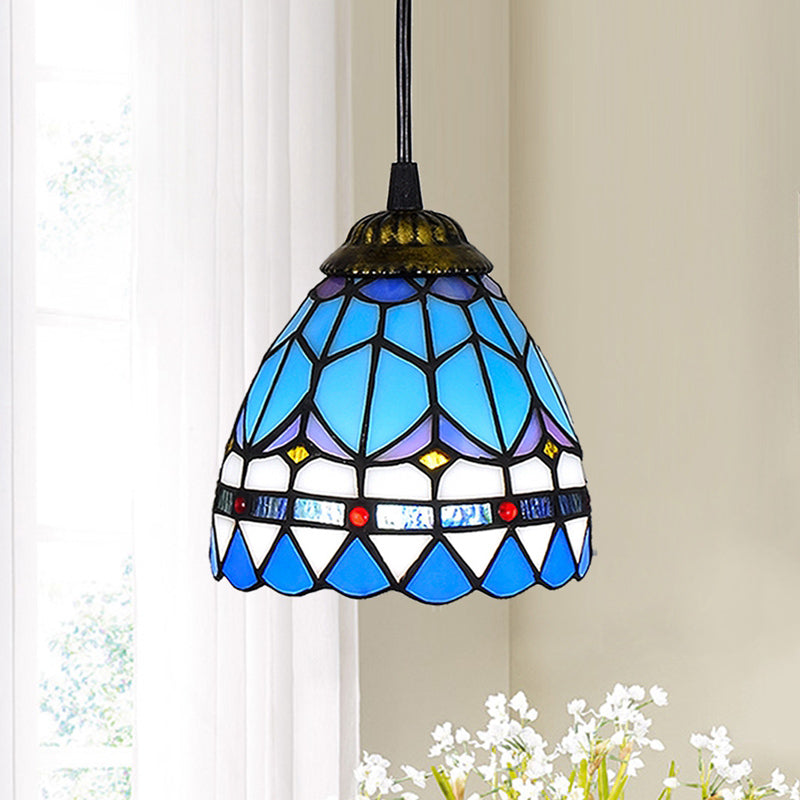 Luce a sospensione ombreggiata 1 lampadina colorata arte in vetro lampada sospensione Tiffany per corridoio