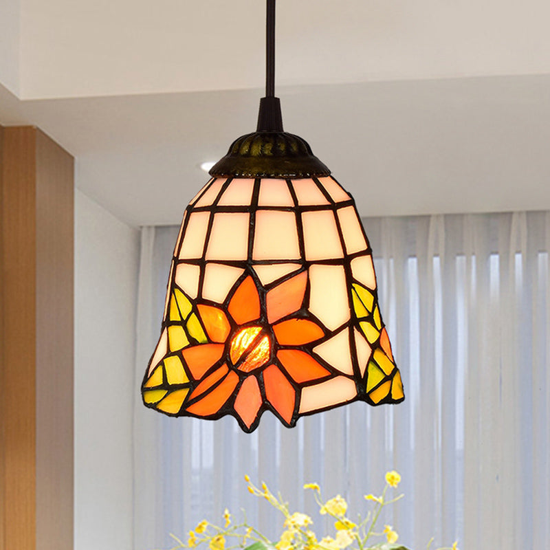 Luce a sospensione ombreggiata 1 lampadina colorata arte in vetro lampada sospensione Tiffany per corridoio