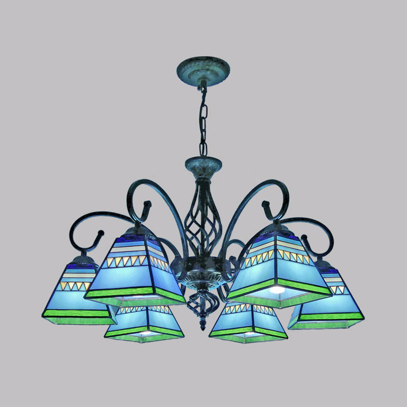 Lampada il lampada del lampadario in vetro arte colorato con soffitto piramide in stile antico per il ristorante