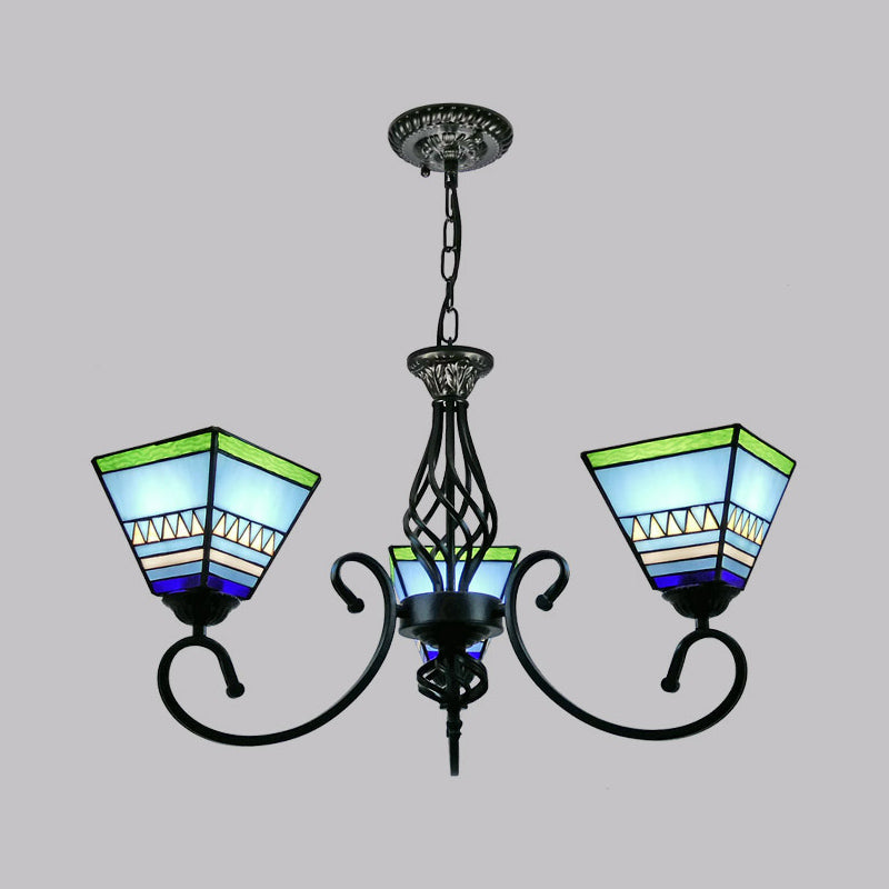 Lampada il lampada del lampadario in vetro arte colorato con soffitto piramide in stile antico per il ristorante