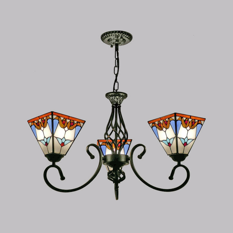 Lampada il lampada del lampadario in vetro arte colorato con soffitto piramide in stile antico per il ristorante