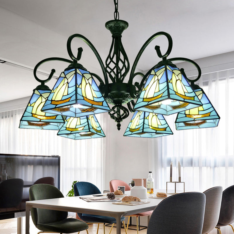 Piramide ombra lampadario a sospensione in vetro colorato vetro tradizionale luce sospesa per sala da pranzo