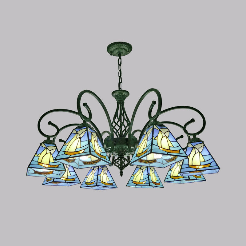 Piramide ombra lampadario a sospensione in vetro colorato vetro tradizionale luce sospesa per sala da pranzo