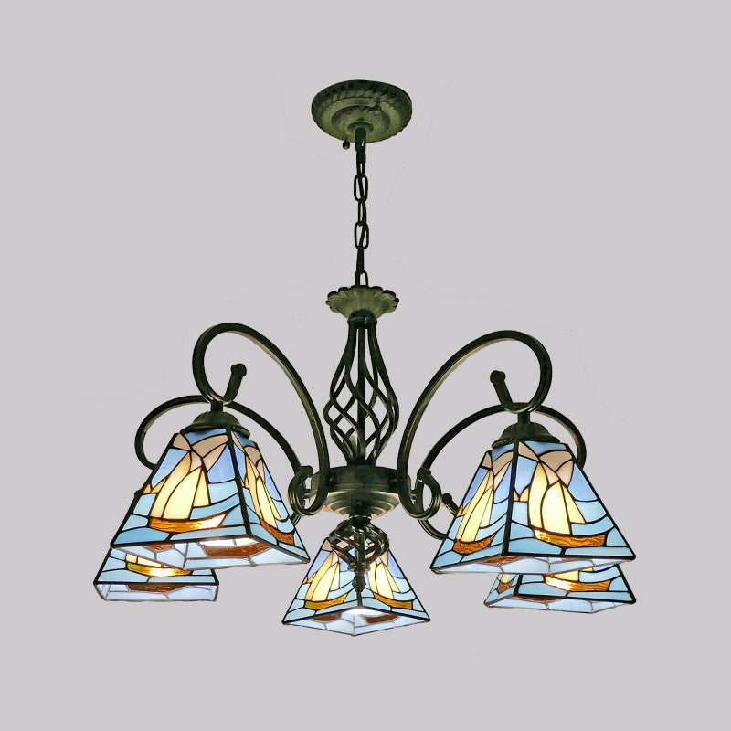 Piramide ombra lampadario a sospensione in vetro colorato vetro tradizionale luce sospesa per sala da pranzo