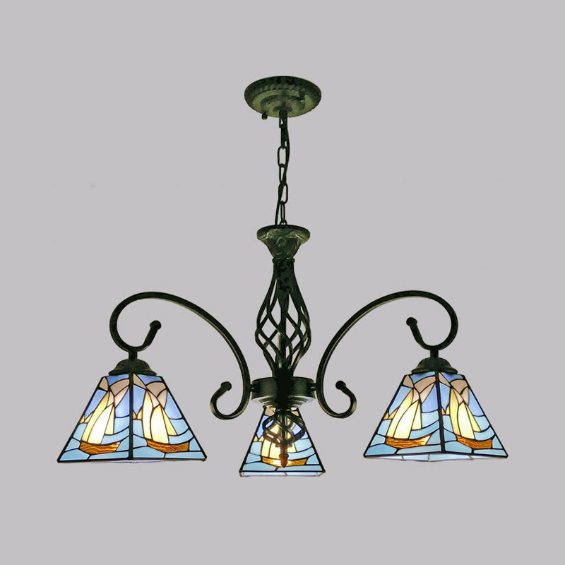 Piramide ombra lampadario a sospensione in vetro colorato vetro tradizionale luce sospesa per sala da pranzo