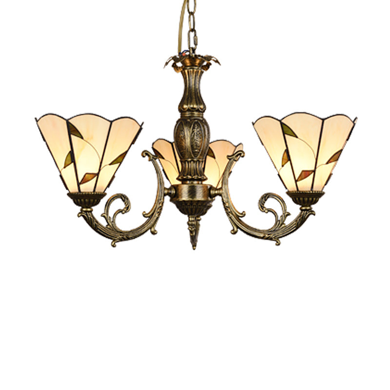 Bell Shade Chandelier Light Classic Classic Glass Glass Bee Gree Pendant Pendant Light Ayémorrat avec bord festonné