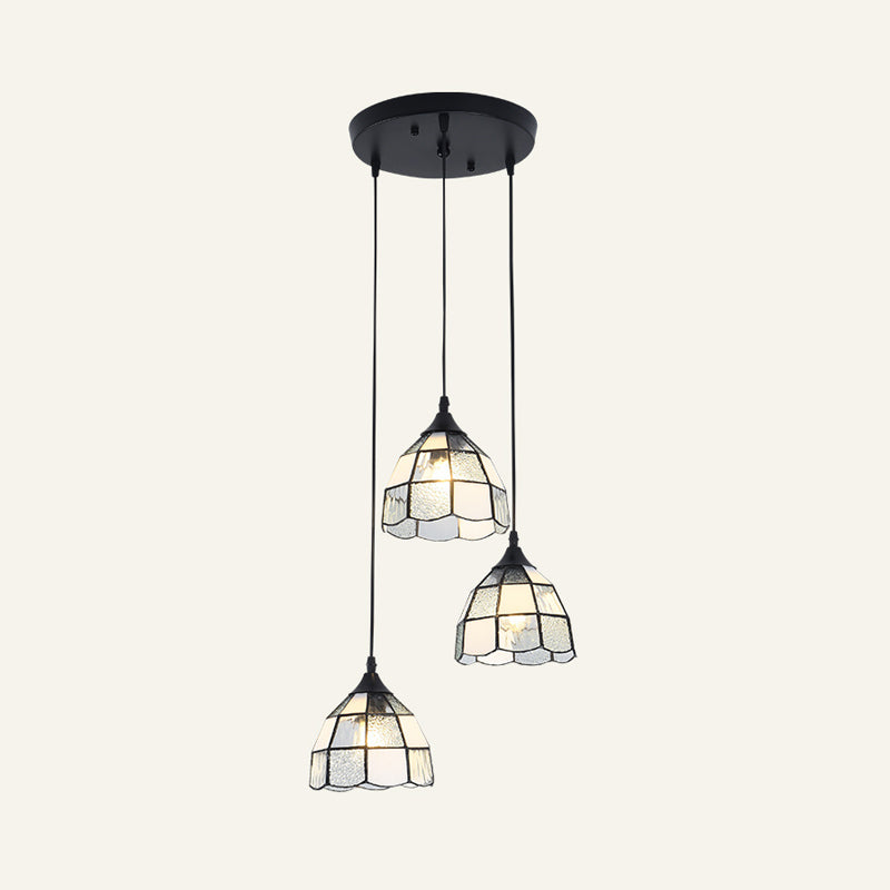 Tiffany-Style Bell Multi Ceiling Lamp 3 Bulbs Handcrafted Glass Suspension Light Fixture