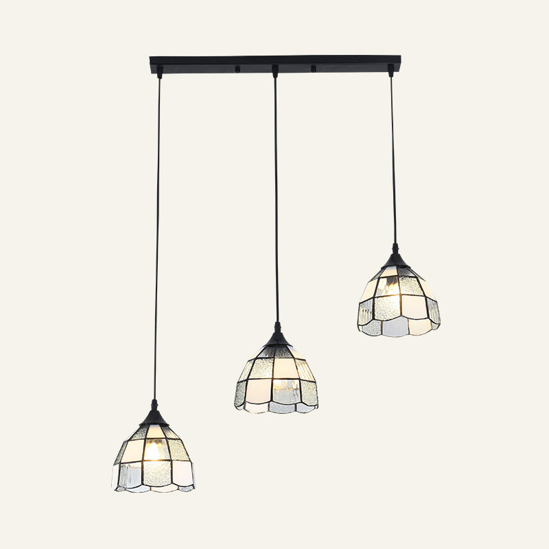 Tiffany-Style Bell Multi Ceiling Lamp 3 Bulbs Handcrafted Glass Suspension Light Fixture