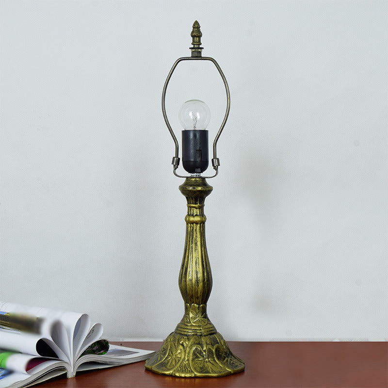 Bowl Table Light Tiffany Stained Art Glass Single Antique Brass Nightstand Lamp with Flower and Grape Pattern