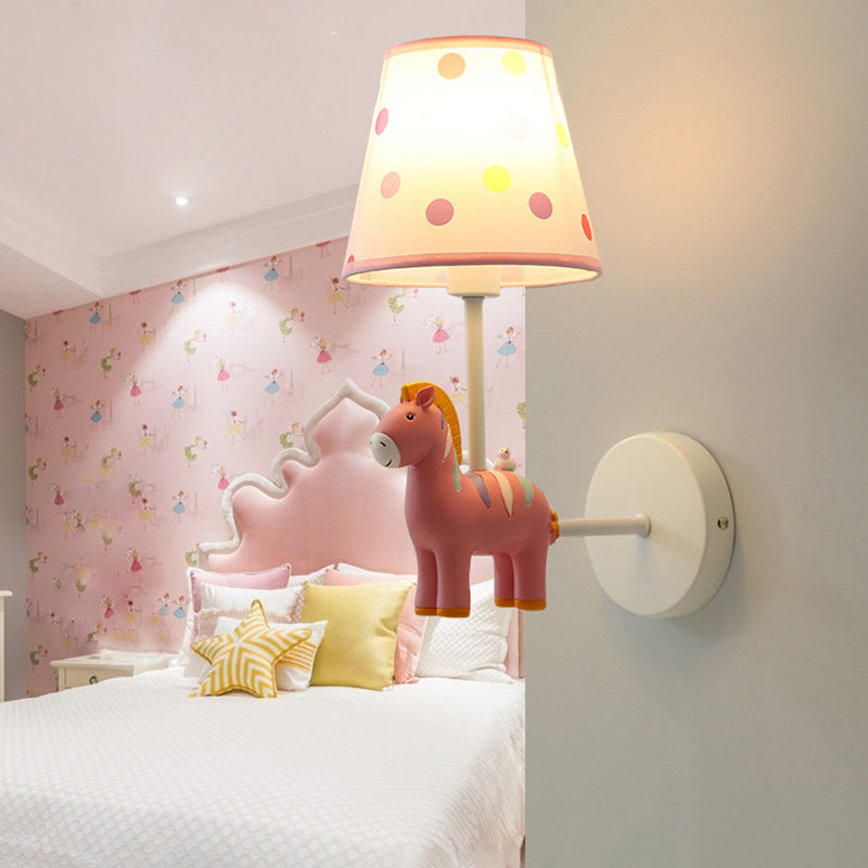 Lampada da parete zebra in resina Stile per bambini Lampada a parete singola con Empero Shade for Nursery